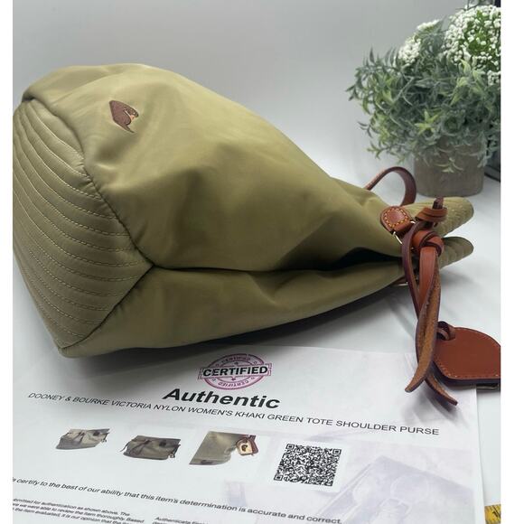 Dooney & Bourke Authenticated Victoria Handbag Olive Green pink Nylon Bag - Picture 7 of 13